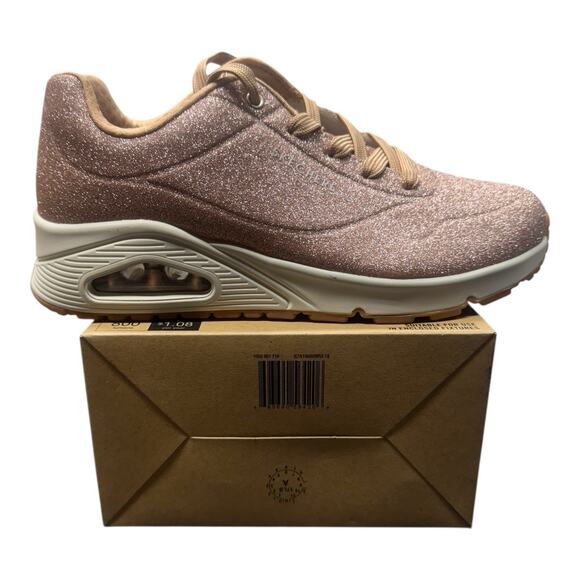NWOT SKECHERS 9.5 AIR UNO GLITTER BOMB ROSE GOLD MEMORY FOAM SNEAKERS WOMEN - Picture 7 of 13
